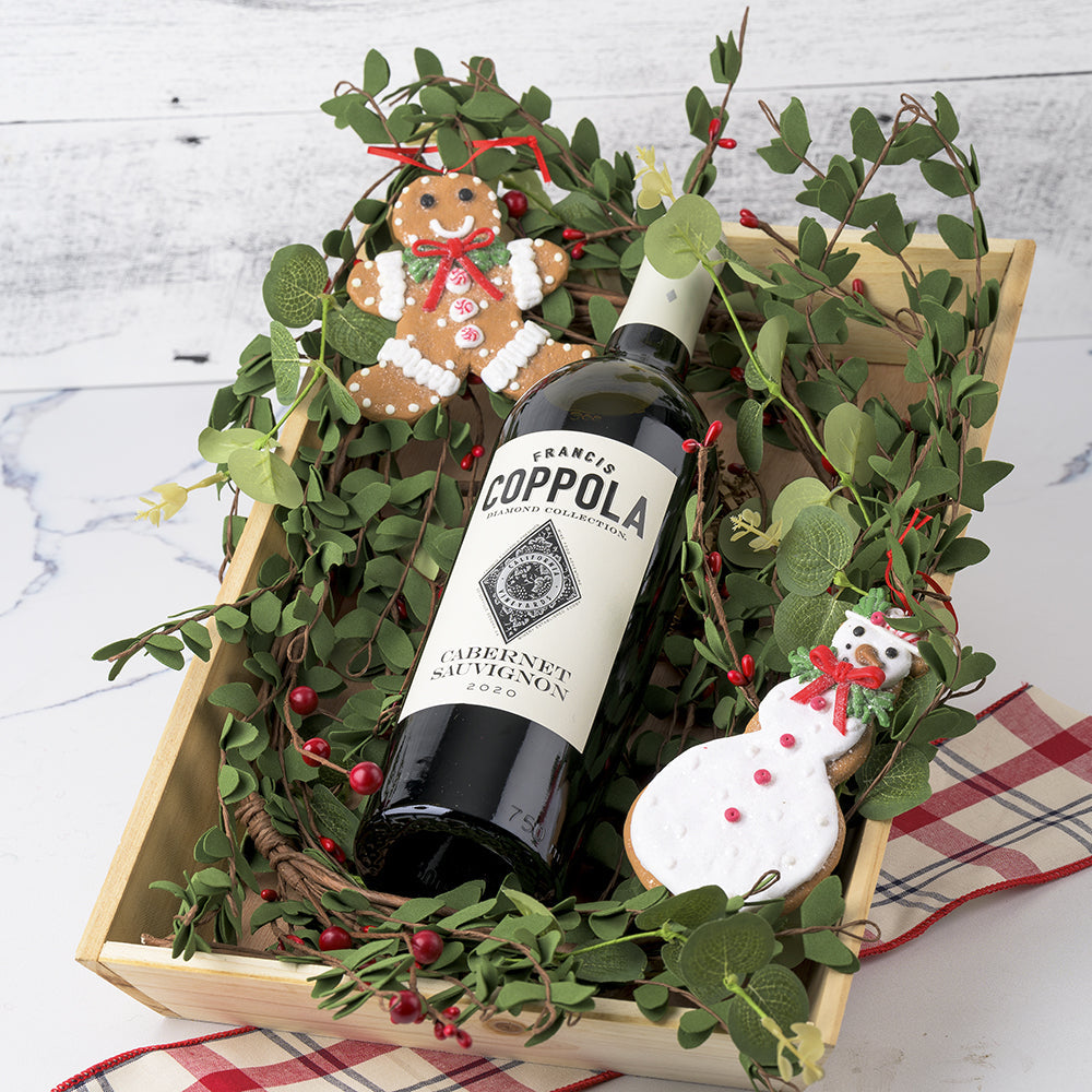 Coppola and Holiday Ornaments Wine Gift Basket