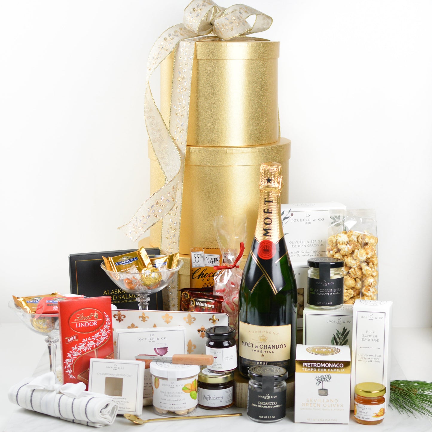 Moet Chandon Golden Tower Christmas Gift Basket